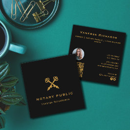 プロフェッショナルブラック&金ゴールドクロスペンQRコード スクエア名刺