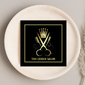 プロフェッショナルブラック&金ゴールドシザーヘアドレッサー スクエア名刺