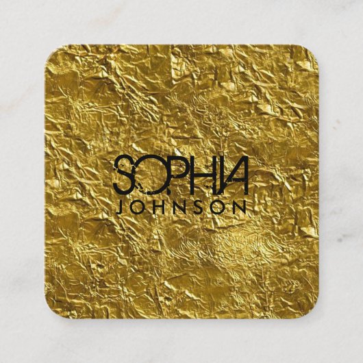 プロフェッショナルブラック&金ゴールドミニマリストソーシャルメディア スクエア名刺 (正面)