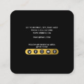 プロフェッショナルブラック&金ゴールドミニマリストソーシャルメディア スクエア名刺 (裏面)