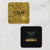 プロフェッショナルブラック&金ゴールドミニマリストソーシャルメディア スクエア名刺 (正面/裏面)