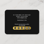 プロフェッショナルブラック&金ゴールドミニマリストソーシャルメディア 名刺 (裏面)