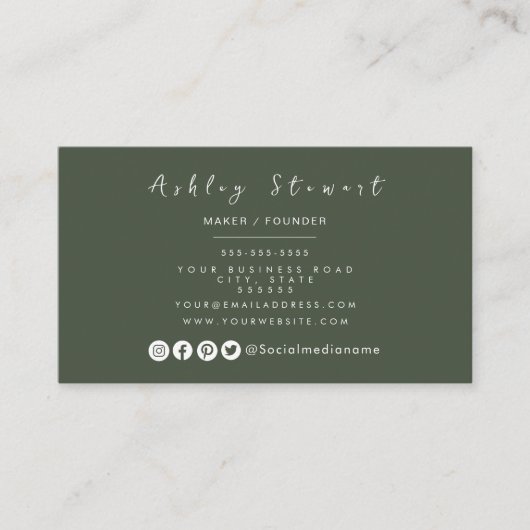 プロフェッショナルブランディングミニマリストフォレストグリーンロゴ 名刺 (正面)