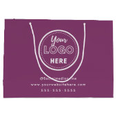 プロフェッショナルブランディングミニマリストベリーパープルロゴ ラージペーパーバッグ (裏面)