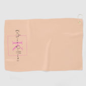 プロフェッショナルブランディングロゴオレンジピンクモノグラム ゴルフタオル (横)