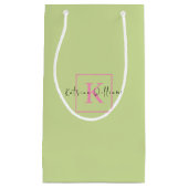 プロフェッショナルブランディングロゴライムグリーンピンクモノグラム スモールペーパーバッグ (正面)