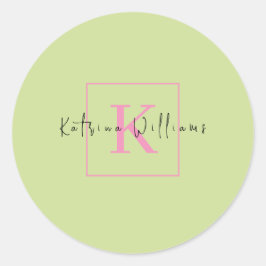 プロフェッショナルブランディングロゴライムグリーンピンクモノグラム ラウンドシール