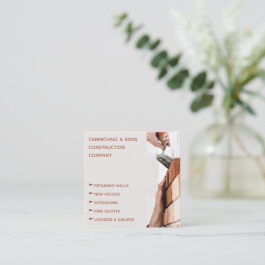 プロフェッショナルブリック層建築建物 スクエア名刺 (スタンド正面)