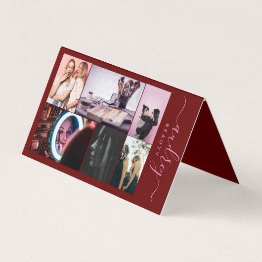 プロフェッショナルブルゴーニュと金ゴールド署名6枚の写真 名刺 (正面)