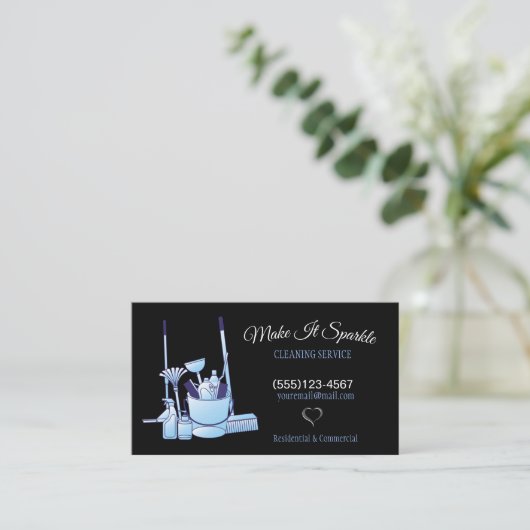 プロフェッショナルブルーおよびブラッククリーニング用品 名刺 (スタンド正面)