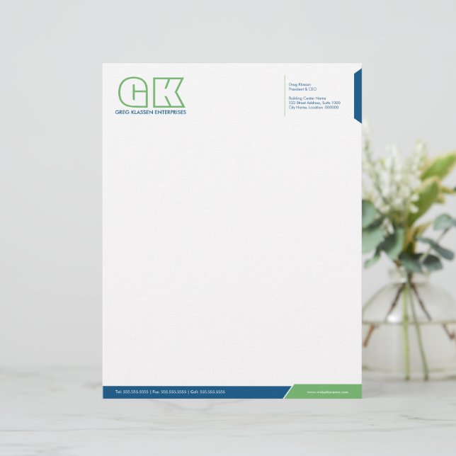 プロフェッショナルブルーとグリーン レターヘッド (スタンド正面)