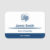 プロフェッショナルブルーとホワイトの会社のロゴの専門知識 名札 (正面)