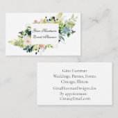 プロフェッショナルブルーと赤面ウォーターカラーブーケ 名刺 (正面/裏面)