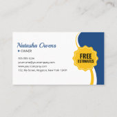 プロフェッショナルブルーイエロークリーニングサービスメイド 名刺 (裏面)