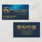 プロフェッショナルブルーウォータードロップ金ゴールドプルマーアイコン 名刺 (正面/裏面)