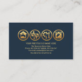 プロフェッショナルブルーウォータードロップ金ゴールドプルマーアイコン 名刺 (裏面)