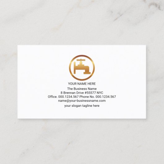 プロフェッショナルブルーウォータードロップ金ゴールド水栓配管機 名刺 (裏面)