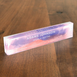 プロフェッショナルブルーウォーター色抽象芸術 デスクネームプレート