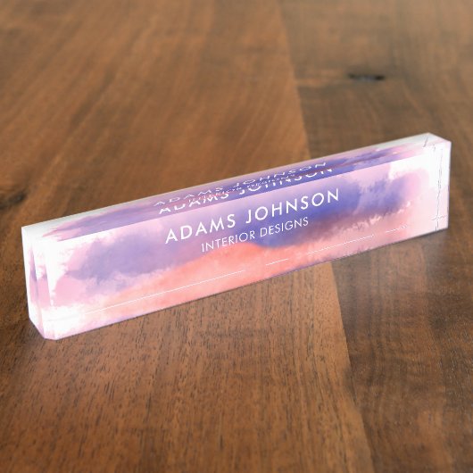 プロフェッショナルブルーウォーター色抽象芸術 デスクネームプレート (側面)