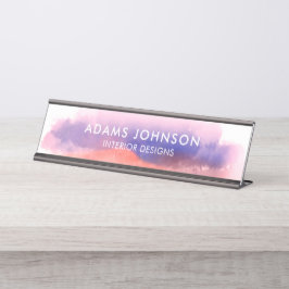 プロフェッショナルブルーウォーター色抽象芸術 デスクネームプレート