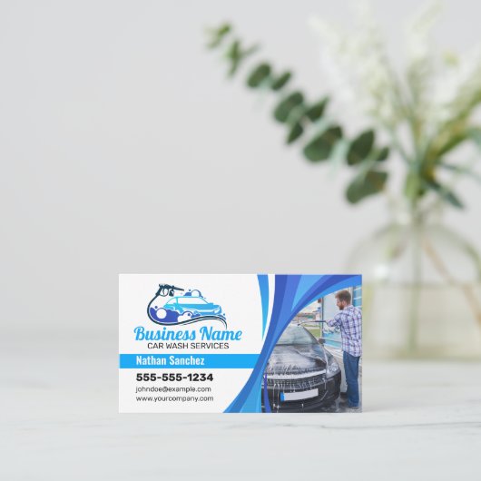 プロフェッショナルブルーカー洗車圧力洗浄 名刺 (スタンド正面)