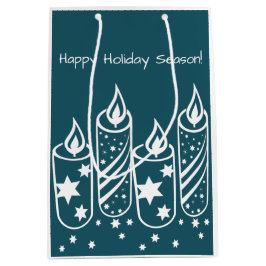 プロフェッショナルブルーキャンドルハッピーホリデーシーズン ミディアムペーパーバッグ