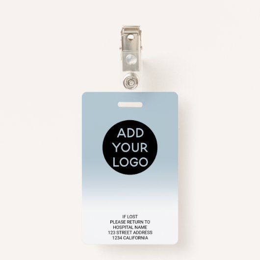 プロフェッショナルブルーグラデーションナースのフォトロゴコード バッジ (裏面クリップ)