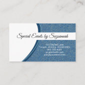 プロフェッショナルブルーグリッターカスタムフォトQRコード 名刺 (裏面)