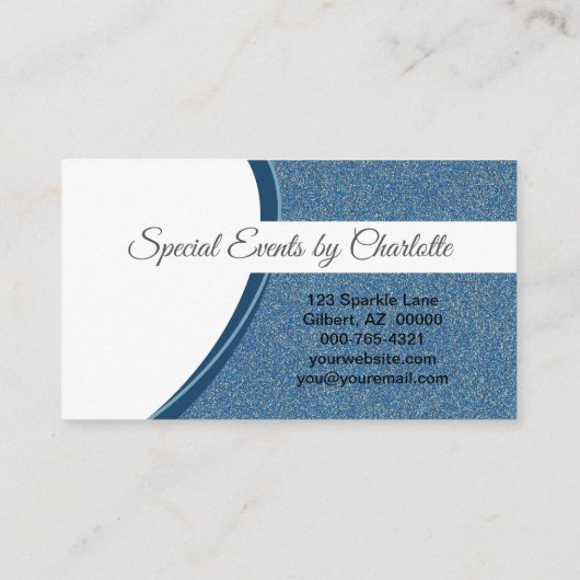 プロフェッショナルブルーグリッターQRコードテンプレート 名刺 (裏面)