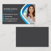 プロフェッショナルブルーグレイモダンミニマル写真 名刺 (正面/裏面)