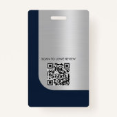 プロフェッショナルブルーシルバー公証人ロゴ写真QRコード バッジ (裏面)