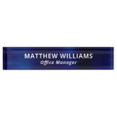 プロフェッショナルブルーフェイクメタルカスタム デスクネームプレート (正面)