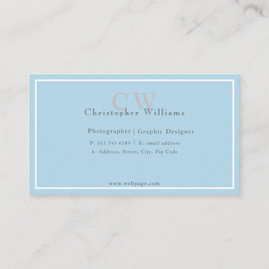 プロフェッショナルブルーミニマルサンキューカード 名刺 (裏面)