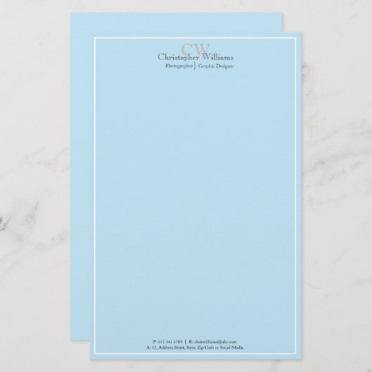 プロフェッショナルブルーミニマル 便箋 (正面/裏面)