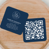 プロフェッショナルブルー一般企業ロゴQRコード スクエア名刺