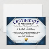 プロフェッショナルブルー感謝証明書 招待状 (正面/裏面)