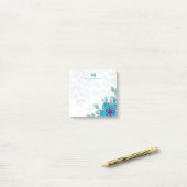 プロフェッショナルブルー水彩パーソナライズされた花 ポストイット (デスク上)