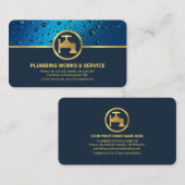 プロフェッショナルブルー水滴金ゴールド水栓配管 名刺 (正面/裏面)