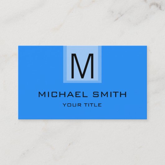 プロフェッショナルブルー無地のカラーモノグラム 名刺 (正面)