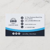 プロフェッショナルブルー追加ロゴQRコードフォト 名刺 (裏面)