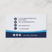 プロフェッショナルブルー追加ロゴQRコードフォト 名刺 (裏面)