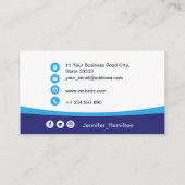 プロフェッショナルブルー追加ロゴQRコードフォト 名刺 (裏面)