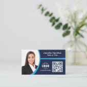 プロフェッショナルブルー追加ロゴQRコード 名刺 (スタンド正面)