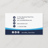 プロフェッショナルブルー追加ロゴQRコード 名刺 (裏面)