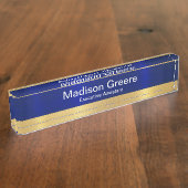 プロフェッショナルブルー金ゴールドホーム デスクネームプレート (側面)