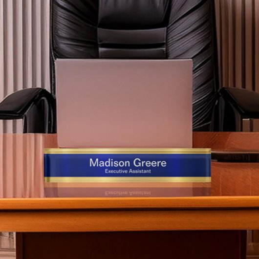 プロフェッショナルブルー金ゴールドホーム デスクネームプレート