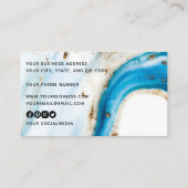 プロフェッショナルブルー金ゴールドマーブル抽象芸術アート 名刺 (裏面)