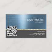 プロフェッショナルブルー金属QRコード 名刺 (正面)