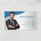 プロフェッショナルブルー&グレイ実在エステートエージェントフォト 名刺 (裏面)