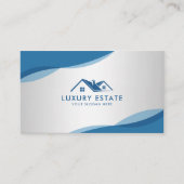 プロフェッショナルブルー&グレイ実在エステートエージェントフォト 名刺 (正面)